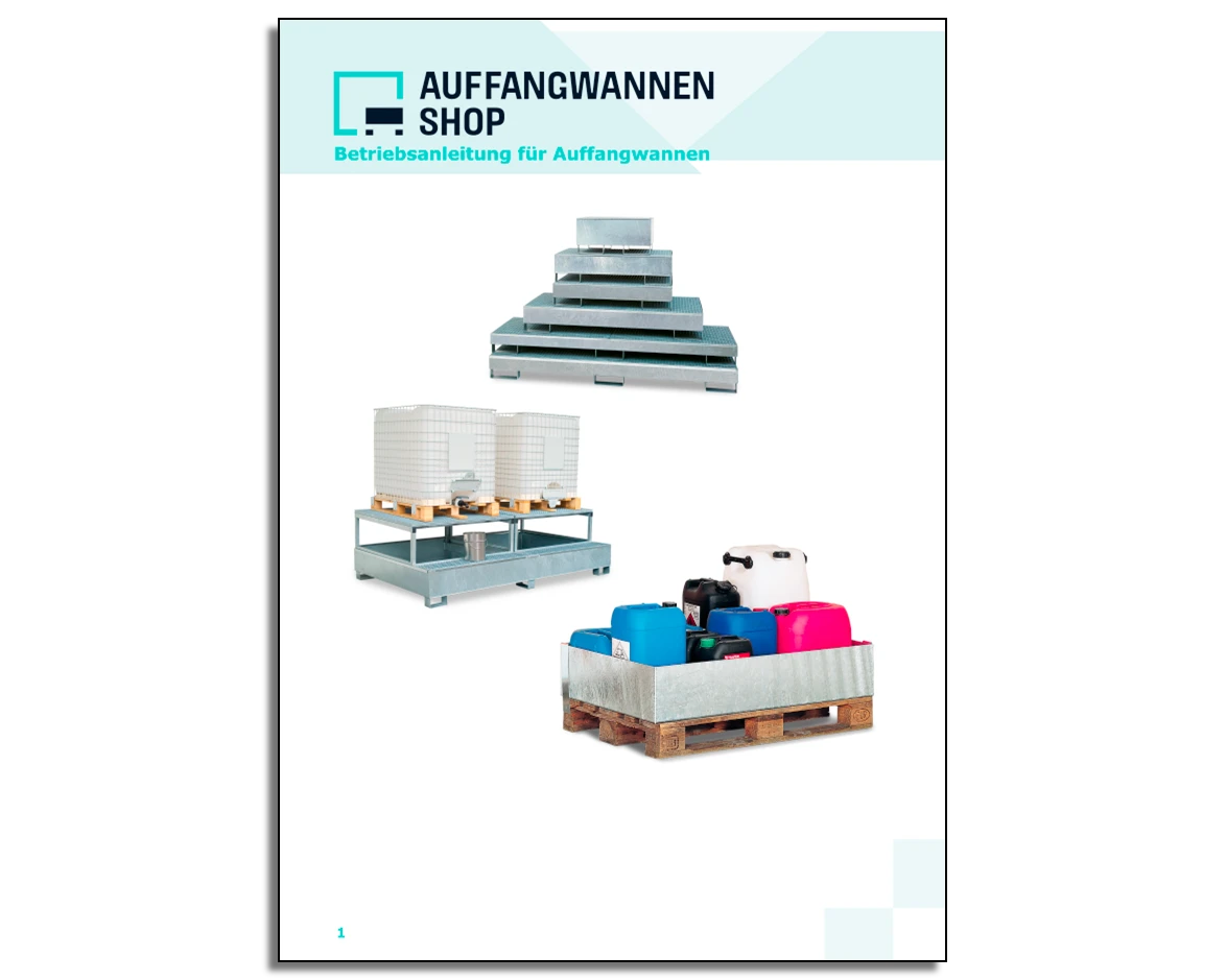 Bedienungsanleitung für Auffangwannen.