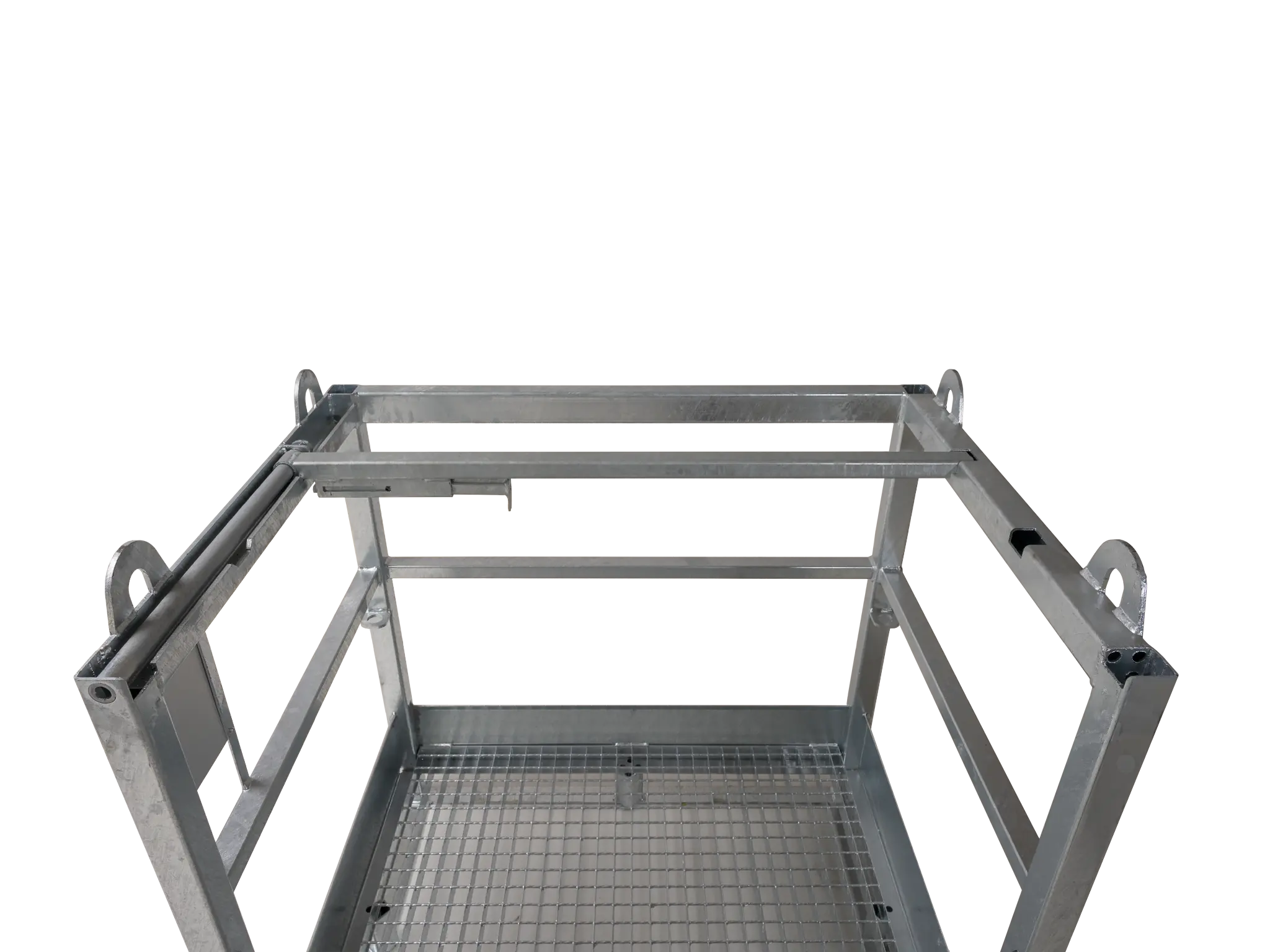 Detailansicht des Sicherheitsbügels in Position für 4 Gasflaschen.