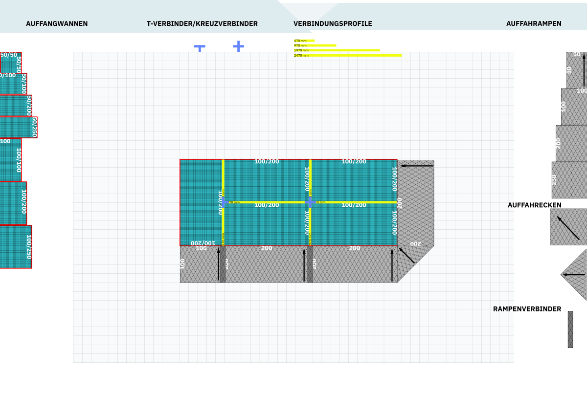 Screenshot von dem Word-Konfigurator, mit dem ein Flaechenschutz-System entworfen werden kann.